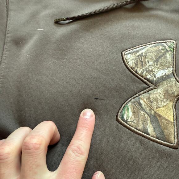 Men's Under Armour Storm Brown Realtree Camouflage Hoodie Sweatshirt Sz Large - Picture 4 of 7